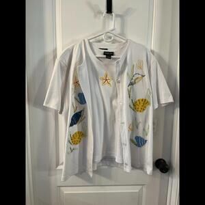 Morgan Cole Seashell Embroidered‎ Tank And Cardigan Embellished Sz Xl NWT